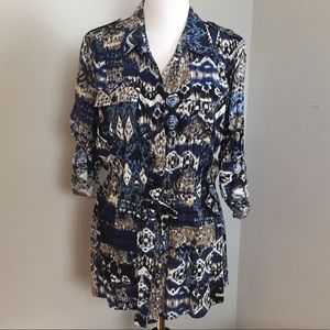 Printed button up peplum shirt